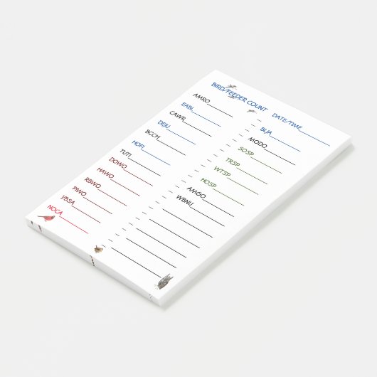 Feeder Uhrenvogel, vorgedruckt, Feeder-Vögel Nachn Post-it Klebezettel (angewinkelt)