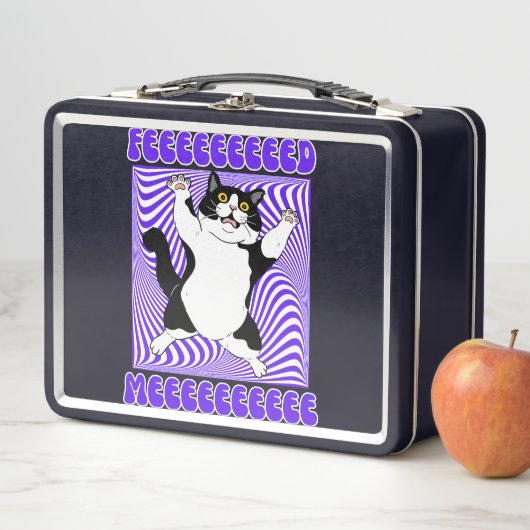 "Feeed Meeee" / Sie glaubte, Funny Cat Metall Brotdose (Beispiel)
