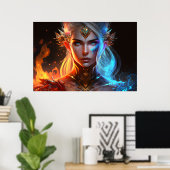 Feeis-Kaminkönigin leuchtend bunt Fantasie Poster (Heimbüro)