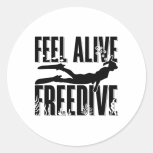 Feel Alive Freedive Apnoe Freediver Freediving Runder Aufkleber
