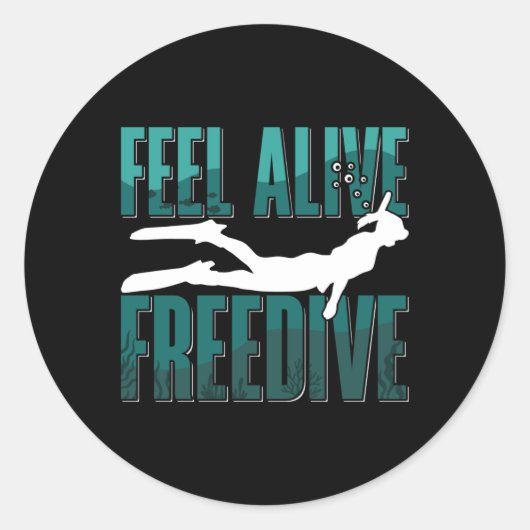 Feel Alive Freedive Freediving Apnoe Freediver Runder Aufkleber (Vorderseite)
