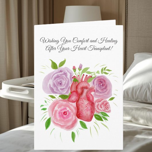 Feel Better After Heart Transplant Heart Roses Karte