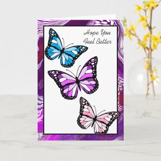 Feel Better Butterflies Karte (Gelbe Blume)