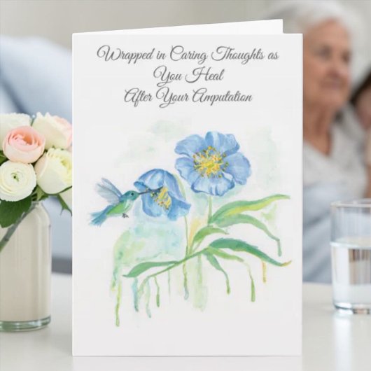 Feel Better From Amputation Poppy, Hummingbird Karte