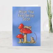 Feel Better Soon, Whimsical Art, Mice, Toadstools Karte (Vorderseite)