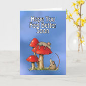 Feel Better Soon, Whimsical Art, Mice, Toadstools Karte (Gelbe Blume)
