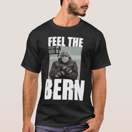 Feel It Bern Bernie Sanders Sitting Mittens Meme T-Shirt (Vorderseite)