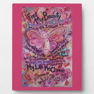 Feel My Beauty Pink Cancer Angel Painting Plaque Fotoplatte