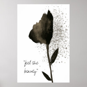 "Feel the Beauty" Golden Waercolor Tulip Blume Poster