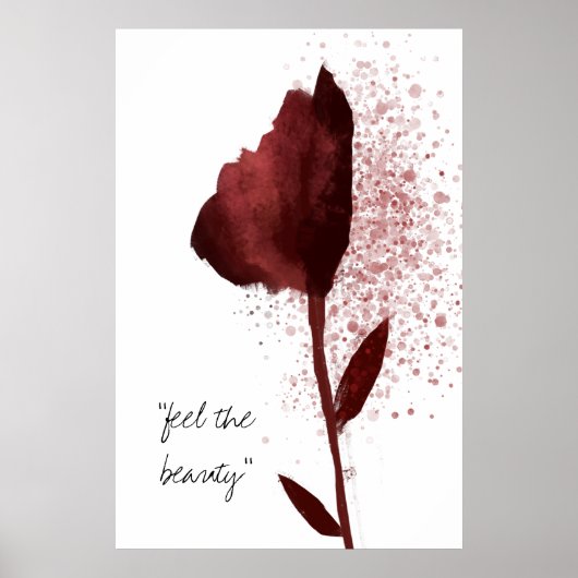 "Feel the Beauty" Rote Wasserfarbe Tulip Blume Poster (Vorne)