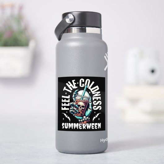 Feel the Coldness Summerween Skull Iced Bubble Tea Aufkleber (HydroFlask)