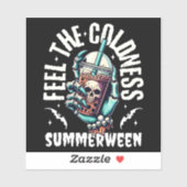 Feel the Coldness Summerween Skull Iced Bubble Tea Aufkleber (Blatt)