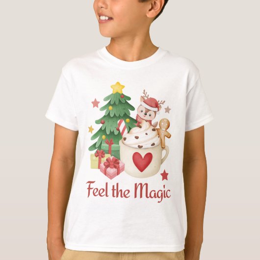Feel the Magic Christmas Reindee T-Shirt (Vorderseite)