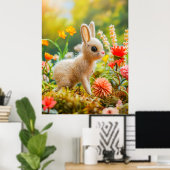 Feelhase in farbenfroher Blume Wiese Poster (Heimbüro)