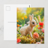 Feelhase in farbenfroher Blume Wiese Postkarte (Vorne/Hinten)