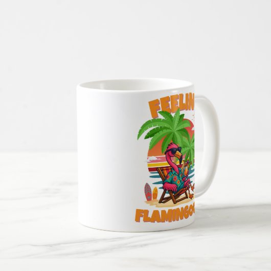 Feelin’ Flamingood Funny Flamingo Summer Design Kaffeetasse (VorderseiteRechts)