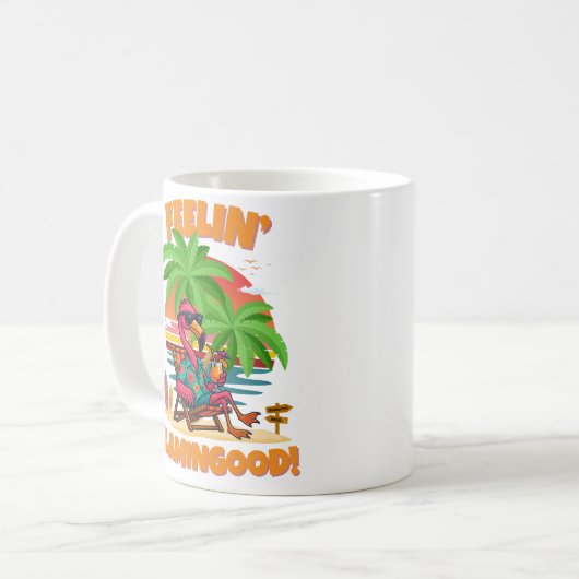 Feelin’ Flamingood Funny Flamingo Summer Design Kaffeetasse (Vorderseite Links)