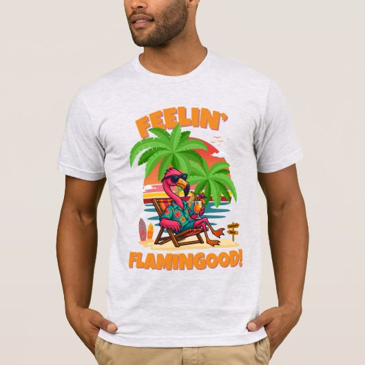 Feelin’ Flamingood Funny Flamingo Summer Design T-Shirt (Vorderseite)