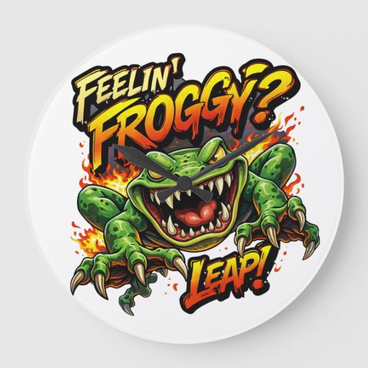 Feelin' Froggy? Leap! Angry frog clock Große Wanduhr (Vorderseite)