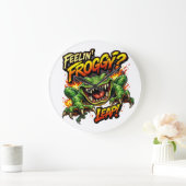 Feelin' Froggy? Leap! Angry frog clock Große Wanduhr (Zuhause)