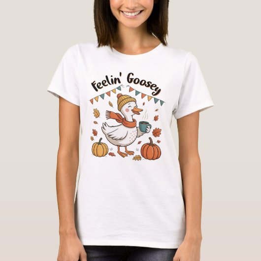 Feelin' Goosey Fall Pumpkin Latte T-Shirt (Vorderseite)