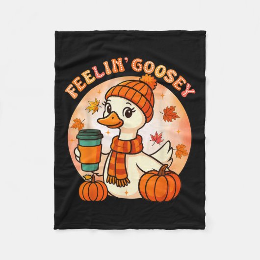 Feelin Goosey Funny Goose Erntedank Herbst Fleecedecke (Vorderseite)