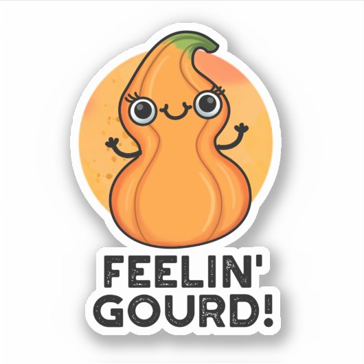 Feelin Gourd Funny Veggie Pun Aufkleber (Vorderseite)