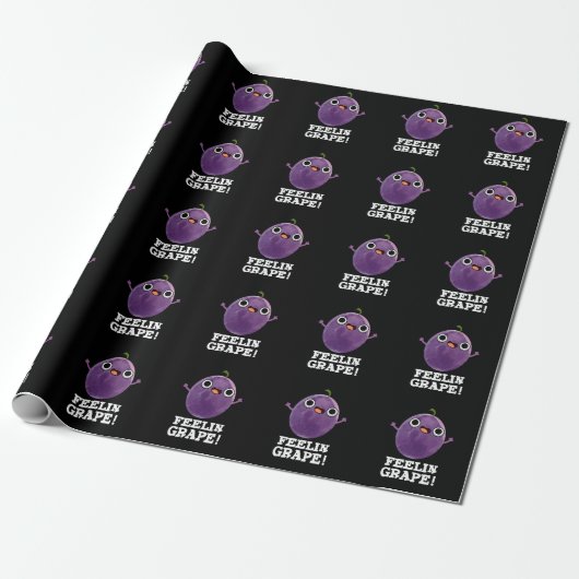Feelin Grape Funny Frucht Pun Dark BG Geschenkpapier (Ungerollt)