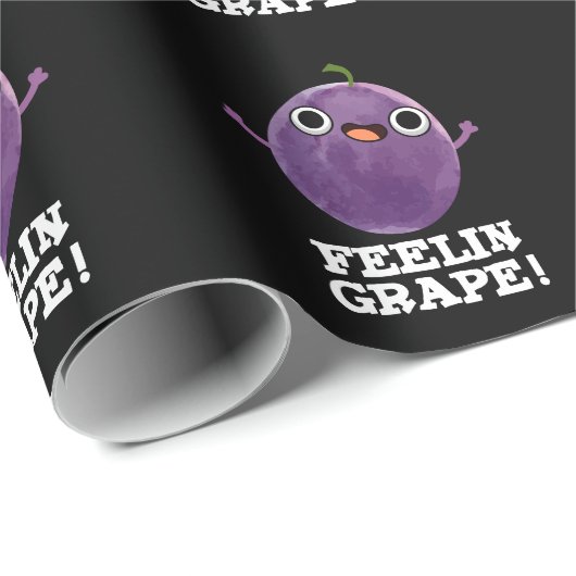 Feelin Grape Funny Frucht Pun Dark BG Geschenkpapier (Rolleneckpunkt)
