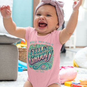 Feelin' Groovy Retro 70er Vintag Psychedelic Baby Strampler