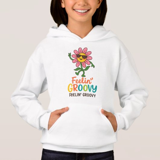 Feelin’ Groovy Retro Flower Kids’ Pullover Hoodie (Vorderseite)