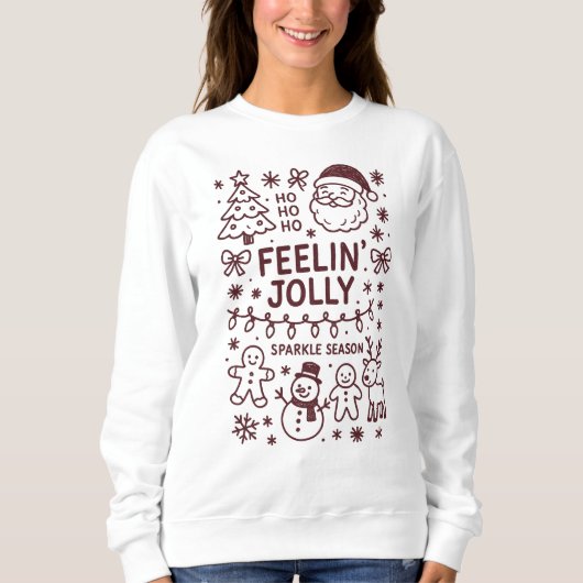 Feelin' Jolly Christmas Doodle Collage Sweatshirt (Vorderseite)