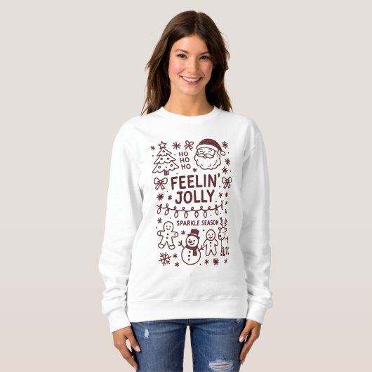 Feelin' Jolly Christmas Doodle Collage Sweatshirt (Vorne ganz)