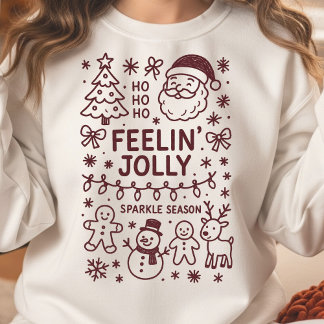 Feelin' Jolly Christmas Doodle Collage Sweatshirt