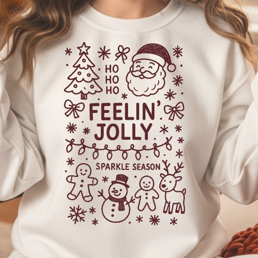 Feelin' Jolly Christmas Doodle Collage Sweatshirt