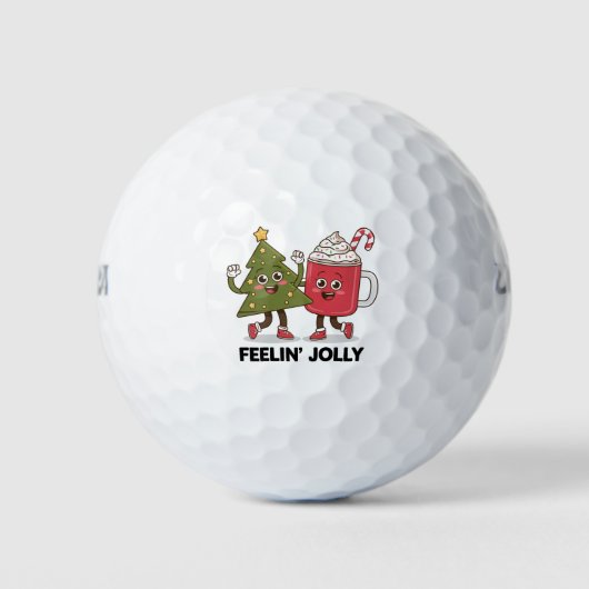 Feelin Jolly Christmas Tree Kaffee Lover Winter Golfball (Vorderseite)