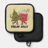 Feelin Jolly Christmas Tree Kaffee Lover Winter Topflappen (Vorderseite/Rückseite)