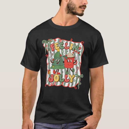 Feelin Jolly Hot Cocoa Christmas Xmas Tree Family T-Shirt (Vorderseite)