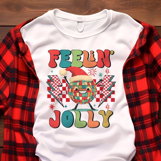 Feelin' Jolly Retro Christmas Vibes Tri-Blend Shirt