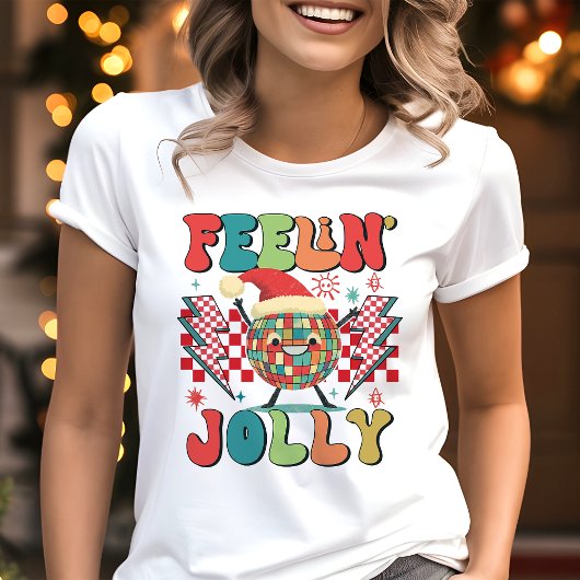Feelin' Jolly Retro Christmas Vibes Tri-Blend Shirt