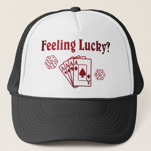 Feelin Lucky Dice Cards Benutzerdefinierter Tinte Truckerkappe (Vorderseite)