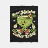 Feelin’ Matcha Better Today Kawaii Cute Boba Bubbl Fleecedecke (Vorderseite)