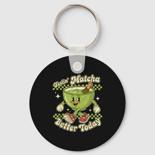 Feelin’ Matcha Better Today Kawaii Cute Boba Bubbl Schlüsselanhänger (Vorderseite)