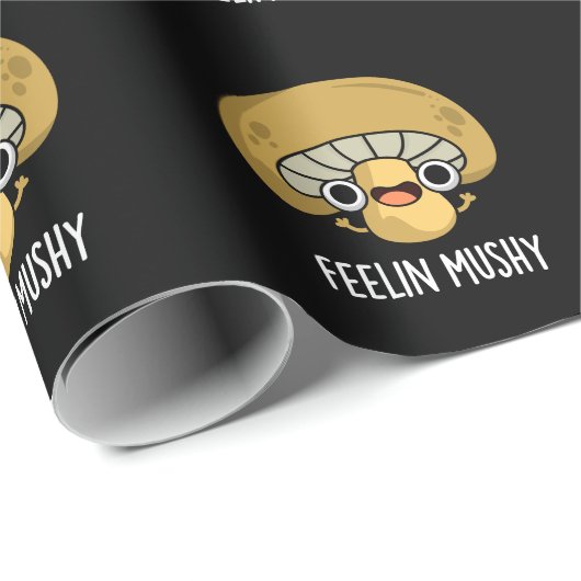 Feelin Mushy Funny Mushroom Pun Dark BG Geschenkpapier (Rolleneckpunkt)