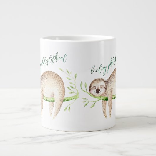 Feelin PhiloSLOTHischer lustiger Spaß Pun Sloth Jumbo-Tasse (Vorderseite)