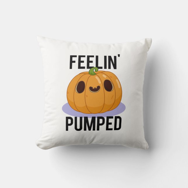 Feelin Pumped Funny Pumpkin Pub Kissen (Vorderseite)