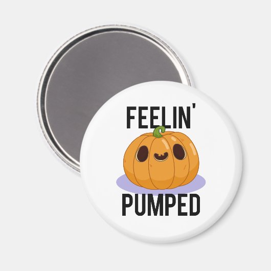 Feelin Pumped Funny Pumpkin Pub Magnet (Vorderseite/Rückseite)
