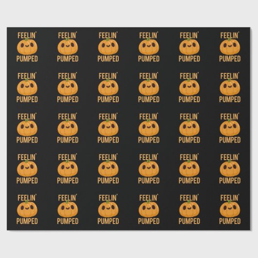 Feelin Pumped Funny Pumpkin Pun Dark BG Geschenkpapier (Flach)