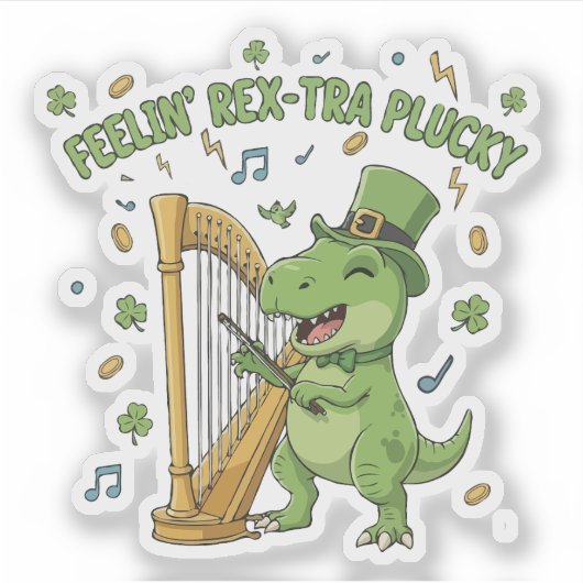 Feelin' Rex-tra Plucky Funny St. Patrick's Day   Aufkleber (Vorderseite)