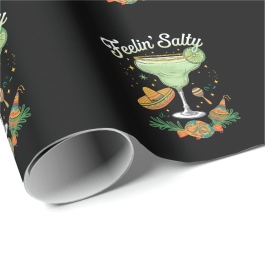 Feelin' Salty Margarita Funny Cinco De Mayo Geschenkpapier (Rolleneckpunkt)